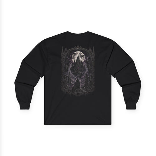 Eternal Night Long Sleeve Tee — Gothic Moonlit Raven Graphic