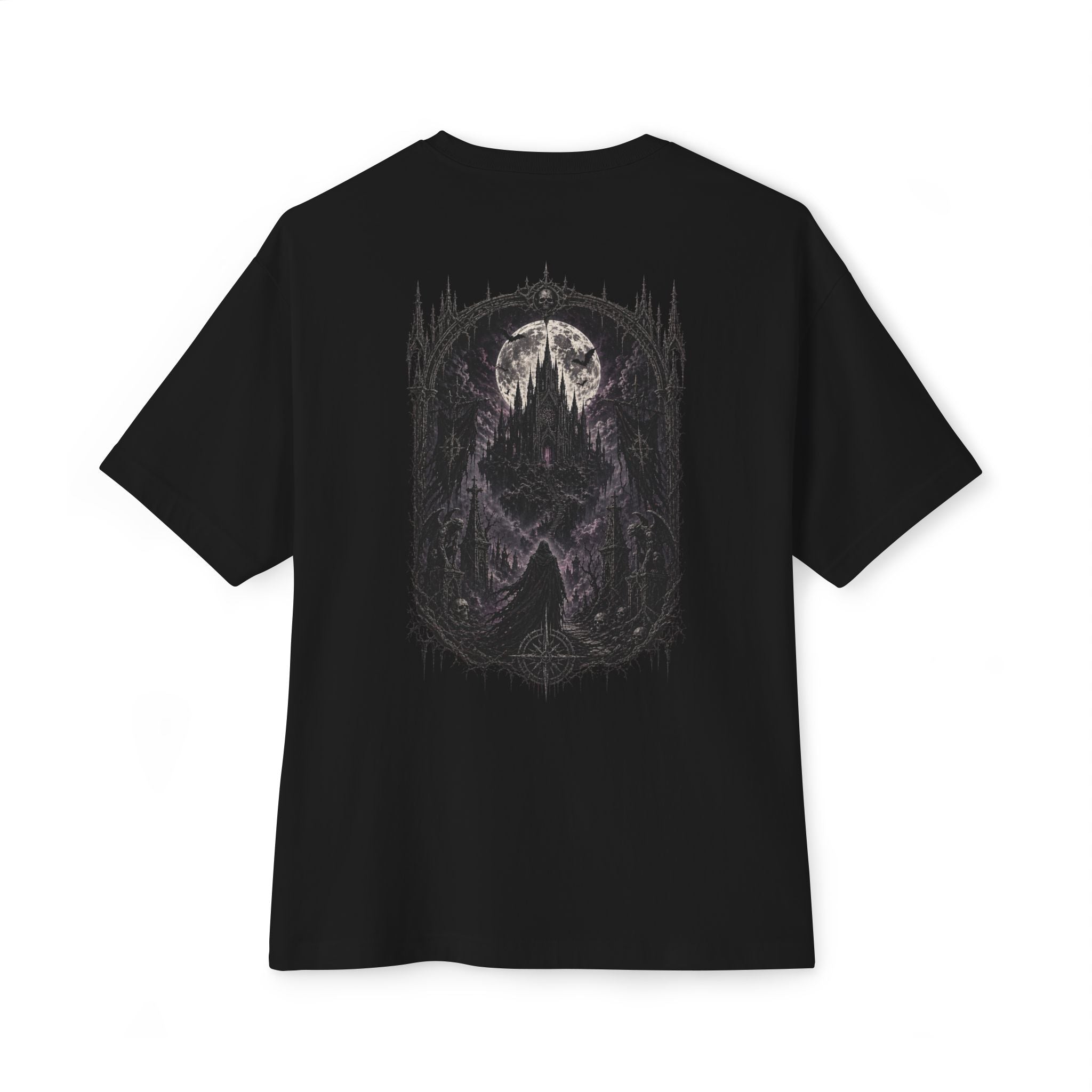 Boxy Tee — 'Eternal Night' Gothic Moonlit Mountain Graphic