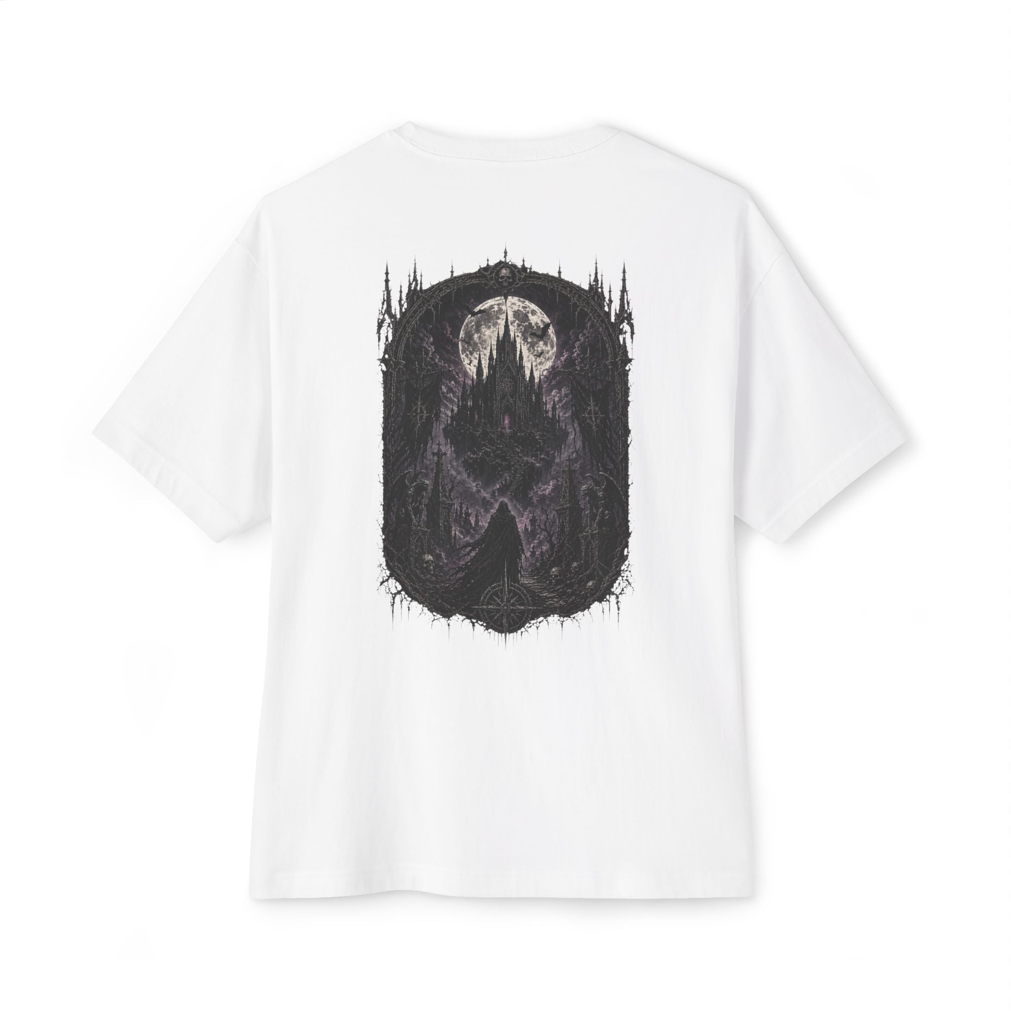 Boxy Tee — 'Eternal Night' Gothic Moonlit Mountain Graphic