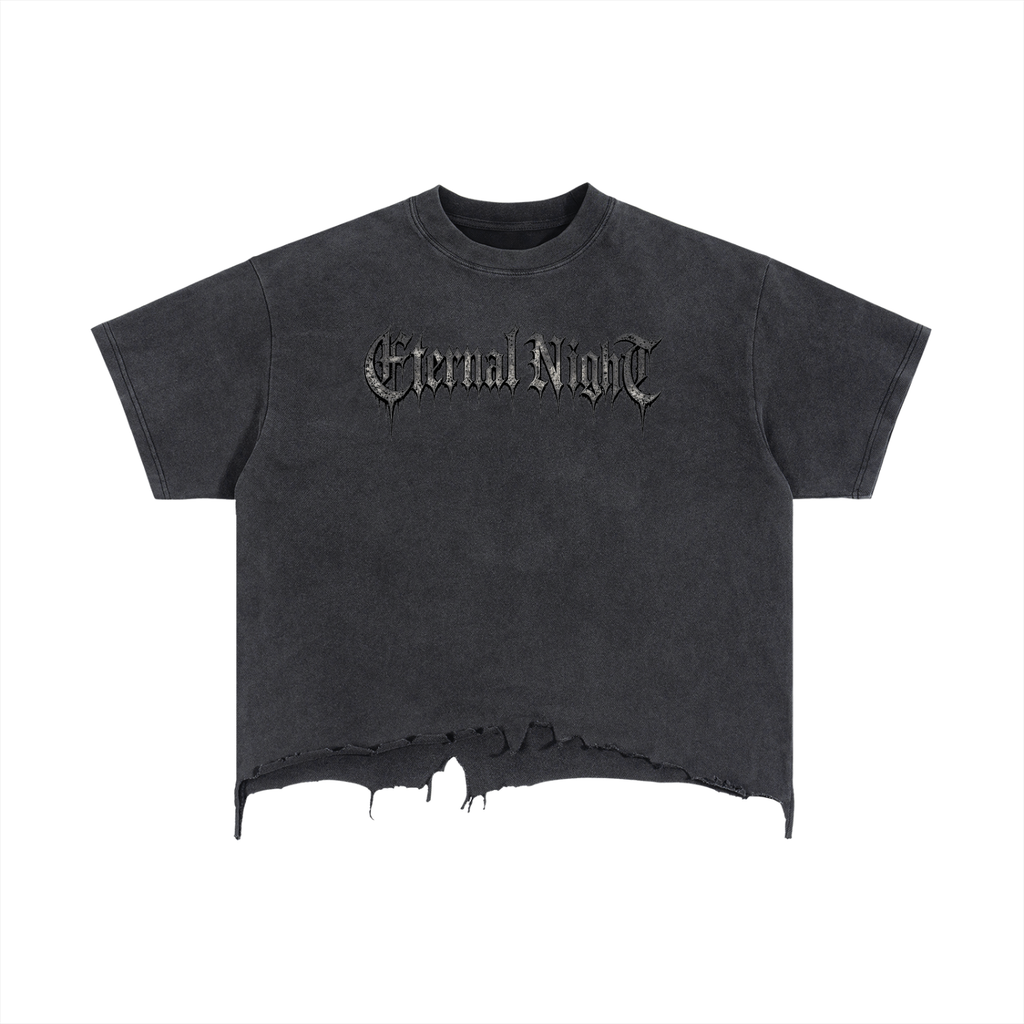 Vintage Wash Boxy Distressed Hem T-Shirt
