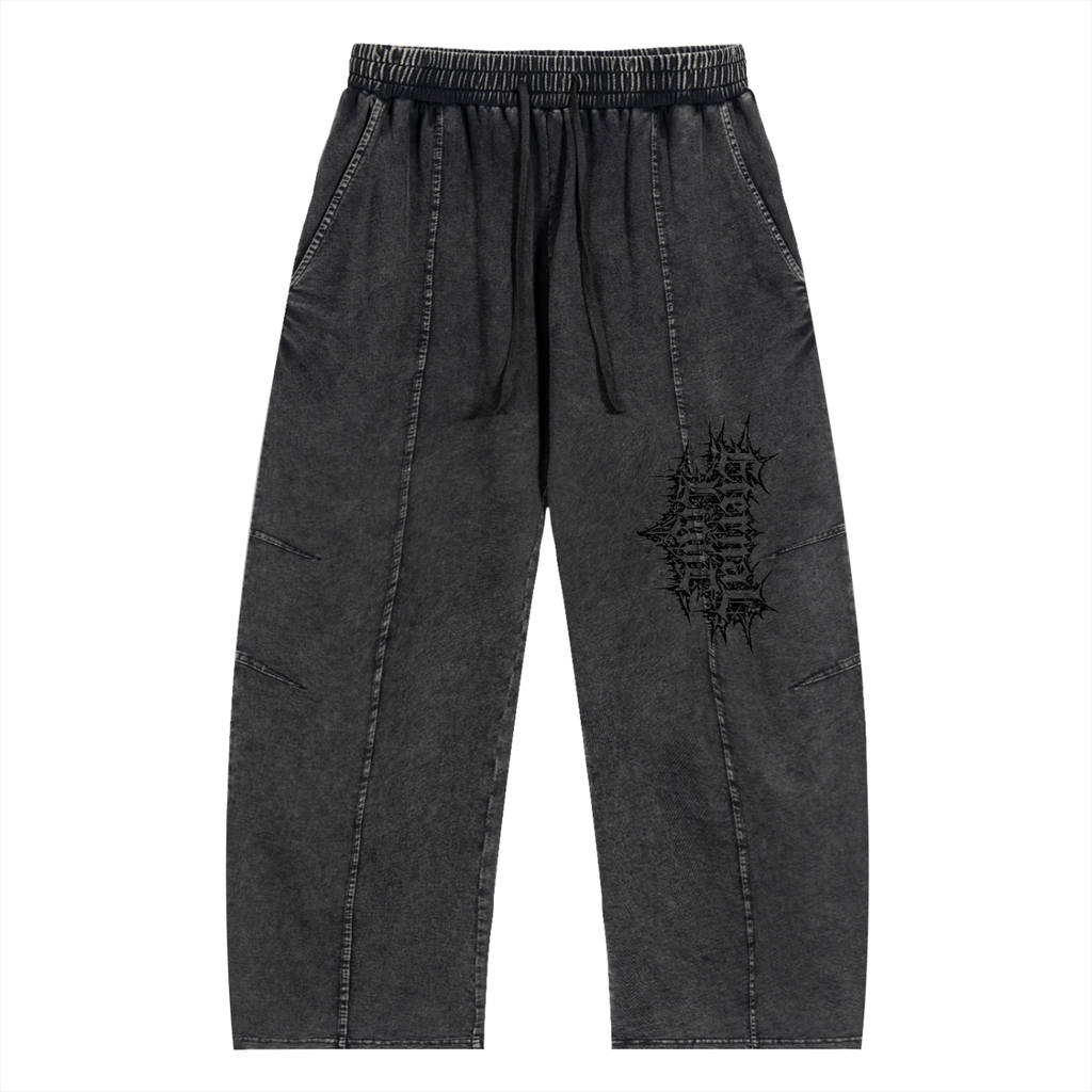 Snow Wash Drawstring Cotton Pants